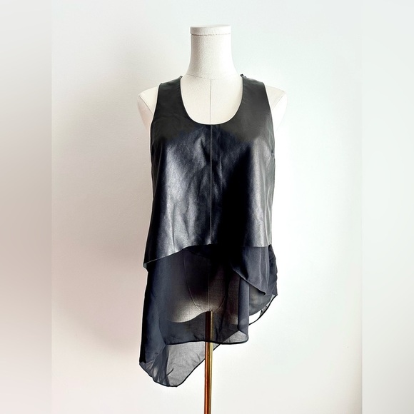 NWT Rudsak Leather Tank Top Black Size XS Flowy Asymmetrical - Picture 1 of 16